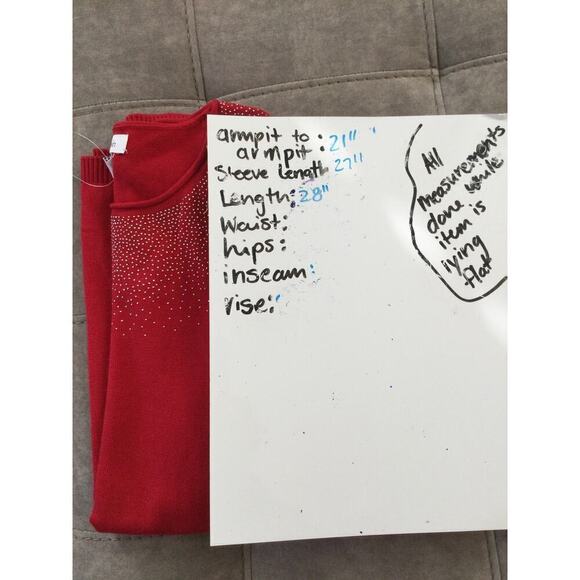 Calvin Klein Beaded Sweater Womens XL Red NEW Cotton Modal Casual Transitional - Picture 3 of 7